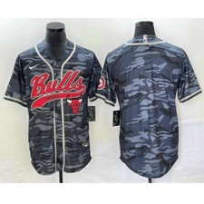 Men's Chicago Bulls Blank Black Camo Cool Base Stitched Baseball Jersey