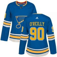Women's Adidas St. Louis Blues #90 Ryan O'Reilly Premier Navy Blue Alternate NHL Jersey