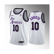 Men's Los Angeles Lakers #10 Max Christie White City Edition Stitched Basketball Jersey