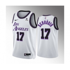 Men's Los Angeles Lakers #17 Dennis Schroder White City Edition Stitched Basketball Jersey