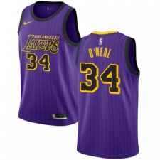 Men's Nike Los Angeles Lakers #34 Shaquille O  Neal Swingman Purple NBA Jersey - City Edition