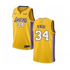 Youth Los Angeles Lakers #34 Shaquille O'Neal Swingman Gold Home Basketball Jersey - Icon Edition