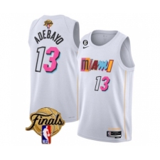 Men's Miami Heat #13 Bam Adebayo White 2023 Finals City Edition With NO.6 Stitched Basketball Jersey