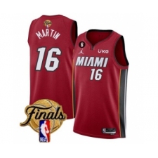 Men's Miami Heat #16 Caleb Martin Red 2023 Finals Statement Edition With NO.6 Stitched Basketball Jersey