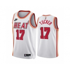 Men's Miami Heat #17 P.J. Tucker White Classic Edition Stitched Basketball Jersey