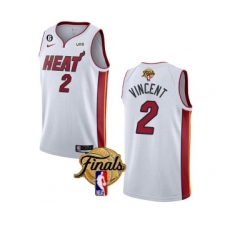 Men's Miami Heat #2 Gabe Vincent White 2023 Finals Association Edition With NO.6 Stitched Basketball Jersey