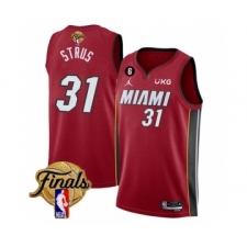 Men's Miami Heat #31 Max Strus Red 2023 Finals Statement Edition With NO.6 Stitched Basketball Jersey