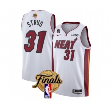 Men's Miami Heat #31 Max Strus White 2023 Finals Association Edition With NO.6 Stitched Basketball Jersey