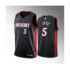 Men's Miami Heat #5 Nikola Jovic 2022 Black Icon Edition 75th Anniversary Stitched Basketball Jersey
