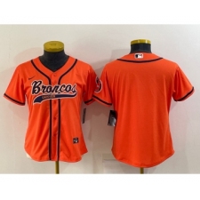 Women's Denver Broncos Blank Orange With Patch Cool Base Stitched Baseball Jersey