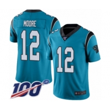Men's Carolina Panthers #12 DJ Moore Blue Alternate Vapor Untouchable Limited Player 100th Season Football Jersey
