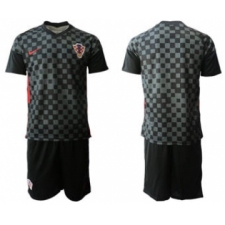 Men's Croatia Custom Euro 2021 Soccer Black Jersey and Shorts