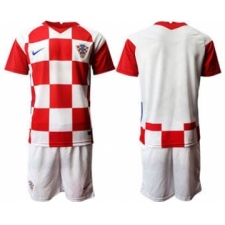 Men's Croatia Custom Euro 2021 Soccer Red Jersey and Shorts