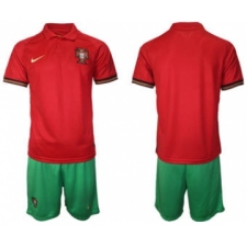 Men's Portugal Custom Euro 2021 Soccer Jersey and Shorts Red
