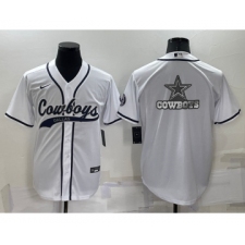 Men's Dallas Cowboys White Team Big Logo With Patch Cool Base Stitched Baseball Jersey