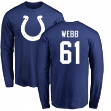NFL Nike Indianapolis Colts #61 JMarcus Webb Royal Blue Name & Number Logo Long Sleeve T-Shirt