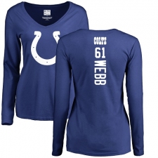 NFL Women's Nike Indianapolis Colts #61 JMarcus Webb Royal Blue Backer Long Sleeve T-Shirt