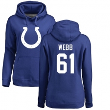 NFL Women's Nike Indianapolis Colts #61 JMarcus Webb Royal Blue Name & Number Logo Pullover Hoodie