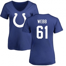 NFL Women's Nike Indianapolis Colts #61 JMarcus Webb Royal Blue Name & Number Logo T-Shirt