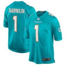 Men's Miami Dolphins #1 Tua Tagovailoa Nike Aqua 2020 NFL Draft First Round Pick Game Jersey