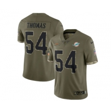 Men's Miami Dolphins #54 Zach Thomas 2022 Olive Salute To Service Limited Stitched Jersey