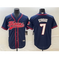 Men's Houston Texans #7 C.J. Stroud Navy Cool Base Stitched Baseball Jersey