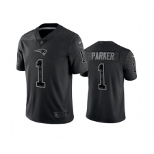 Men's New England Patriots #1 DeVante Parker Black Reflective Limited Stitched Football Jersey