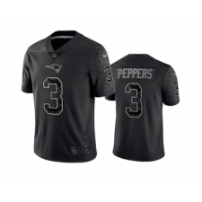 Men's New England Patriots #3 Jabrill Peppers Black Reflective Limited Stitched Football Jersey