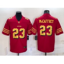 Men's San Francisco 49ers #23 Christian McCaffrey Red Gold Vapor Untouchable Limited Stitched Jersey