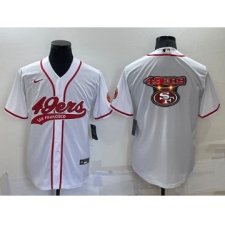 Men's San Francisco 49ers White Team Big Logo With Patch Cool Base Stitched Baseball Jersey