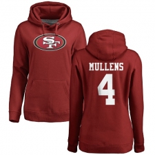 NFL Women's Nike San Francisco 49ers #4 Nick Mullens Red Name & Number Logo Pullover Hoodie