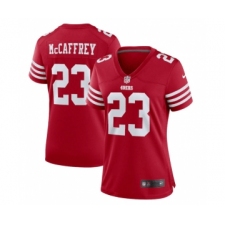 Womens NFL San Francisco 49ers #23 Christian McCaffrey Red Stitched Game Jersey(Run Small)