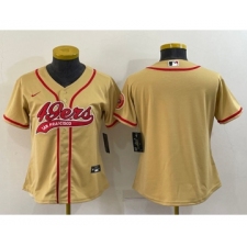 Youth San Francisco 49ers Blank Gold With Patch Cool Base Stitched Baseball Jersey
