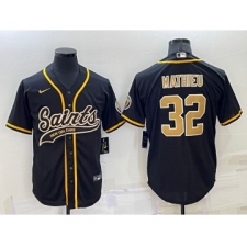 Men's New Orleans Saints #32 Tyrann Mathieu Black Stitched MLB Cool Base Nike Baseball Jersey