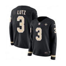 Women's Nike New Orleans Saints #3 Wil Lutz Limited Black Therma Long Sleeve NFL Jersey
