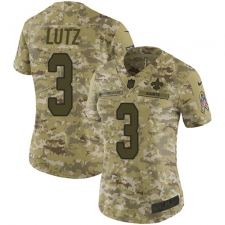 Women's Nike New Orleans Saints #3 Wil Lutz Limited Camo 2018 Salute to Service NFL Jersey