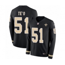 Youth Nike New Orleans Saints #51 Manti Te'o Limited Black Therma Long Sleeve NFL Jersey