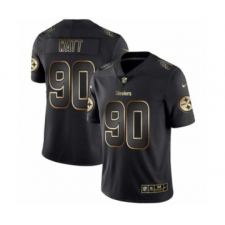 Men Pittsburgh Steelers #90 T.J. Watt Black Golden Edition 2019 Vapor Untouchable Limited Jersey