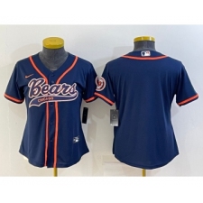 Women's Chicago Bears Blank Navy Blue With Patch Cool Base Stitched Baseball Jersey