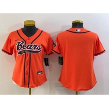 Women's Chicago Bears Blank Orange With Patch Cool Base Stitched Baseball Jersey