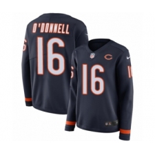 Women's Nike Chicago Bears #16 Pat O'Donnell Limited Navy Blue Therma Long Sleeve NFL Jersey