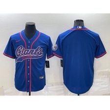 Men's New York Giants Blank Blue Cool Base Stitched Baseball Jersey