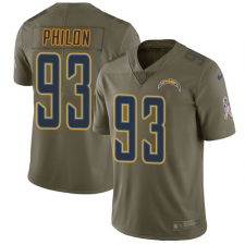 Men's Nike Los Angeles Chargers #93 Darius Philon Limited Olive 2017 Salute to Service NFL Jersey