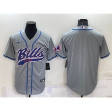 Men's Buffalo Bills Blank Grey Stitched MLB Cool Base Nike Baseball Jersey