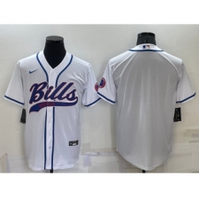 Men's Buffalo Bills Blank White Stitched MLB Cool Base Nike Baseball Jersey