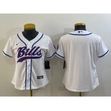 Women's Buffalo Bills Blank White With Patch Cool Base Stitched Baseball Jersey