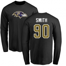 NFL Nike Baltimore Ravens #90 Za'Darius Smith Black Name & Number Logo Long Sleeve T-Shirt