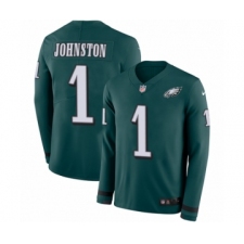 Men's Nike Philadelphia Eagles #1 Cameron Johnston Limited Green Therma Long Sleeve NFL Jersey
