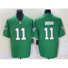 Men's Nike Philadelphia Eagles #11 AJ Brown Green 2023 F.U.S.E. Vapor Limited Throwback Stitched Football Jersey