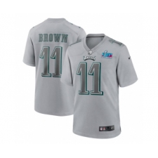 Men's Philadelphia Eagles #11 A.J. Brown Gray Super Bowl LVII Patch Atmosphere Fashion Stitched Game Jersey